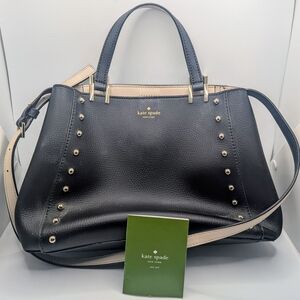 NWOT 3 Pocket Kate Spade Black Spiked Leather Handbag